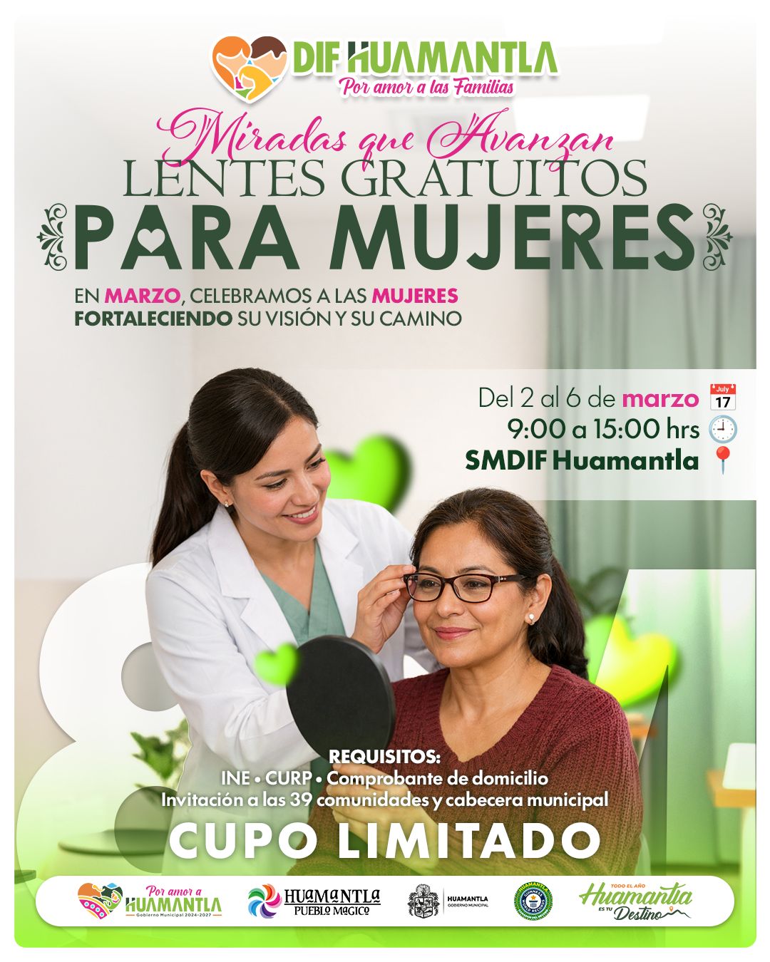 SMDIF Huamantla realizará jornada 'Miradas que Avanzan' con entrega gratuita de lentes para mujeres
